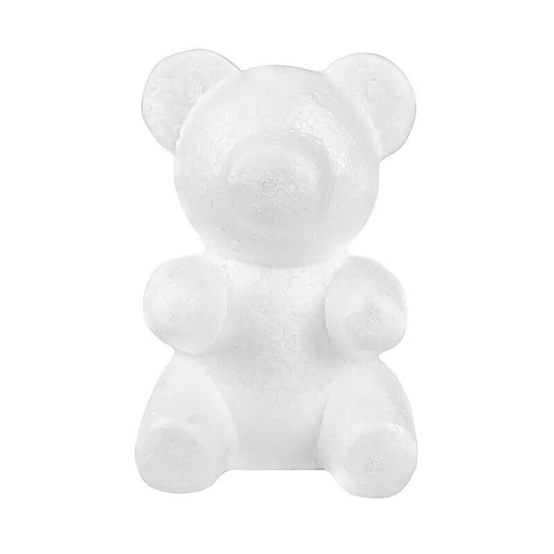2 White 7&#x22; STYROFOAM BEAR 3D Animal Model DIY Craft Decoration Party Supplies
