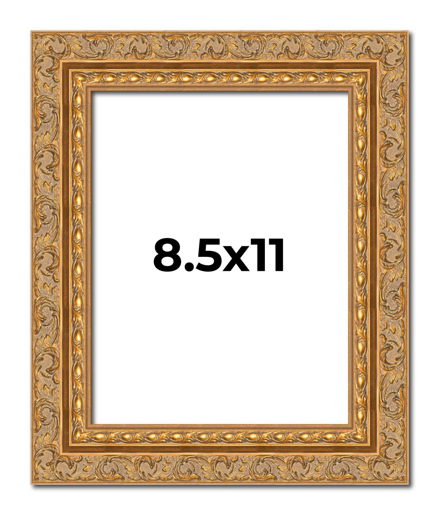 Photo Size Contemporary Gold Picture Frame - UV Acrylic, Foam Board Backing, Hanging Hardware