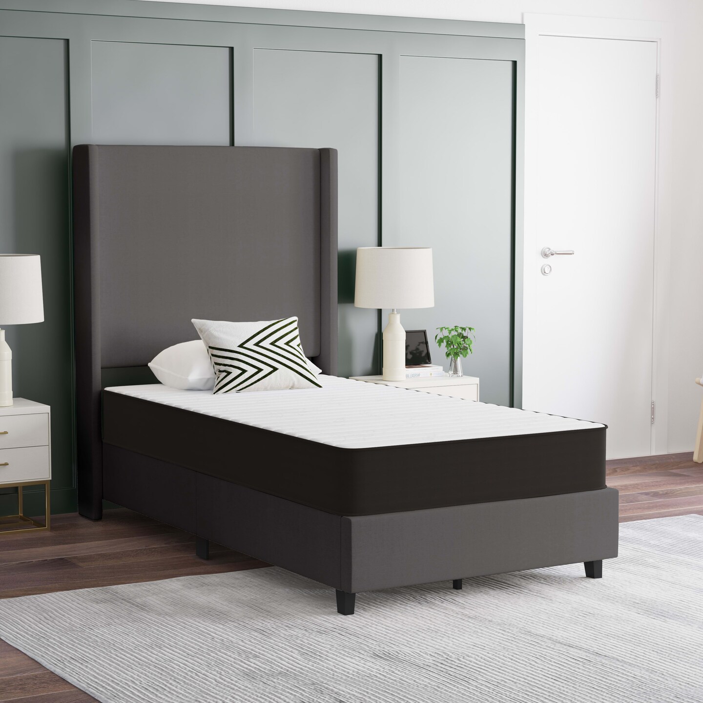 Emma and Oliver Asteria Premium ComfortMedium Firm Hybrid Innerspring Mattress in a Box with Knitted Fabric Top and CertiPUR-US Certified Foam