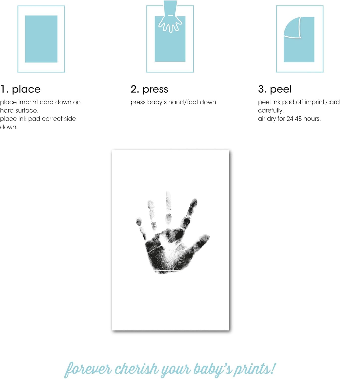 Babyprints Double-Sided Christmas Photo Ornament with Clean Touch Ink Pad, Newborn Handprint or Footprint Kit, 2 Sided Baby's 1st Christmas Holiday Keepsake Ornament