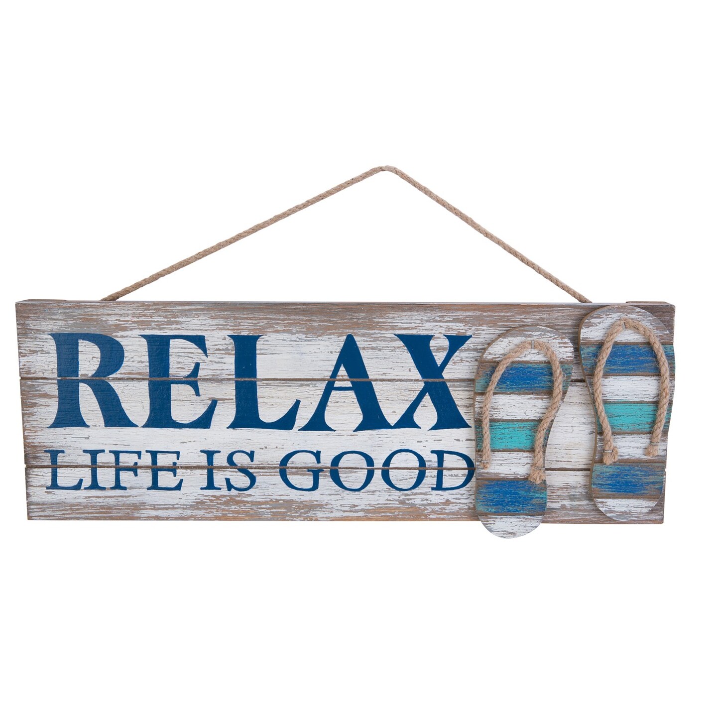 Relax With Flip Flops Sign 16 x 5.75 x 0.25 Inches.