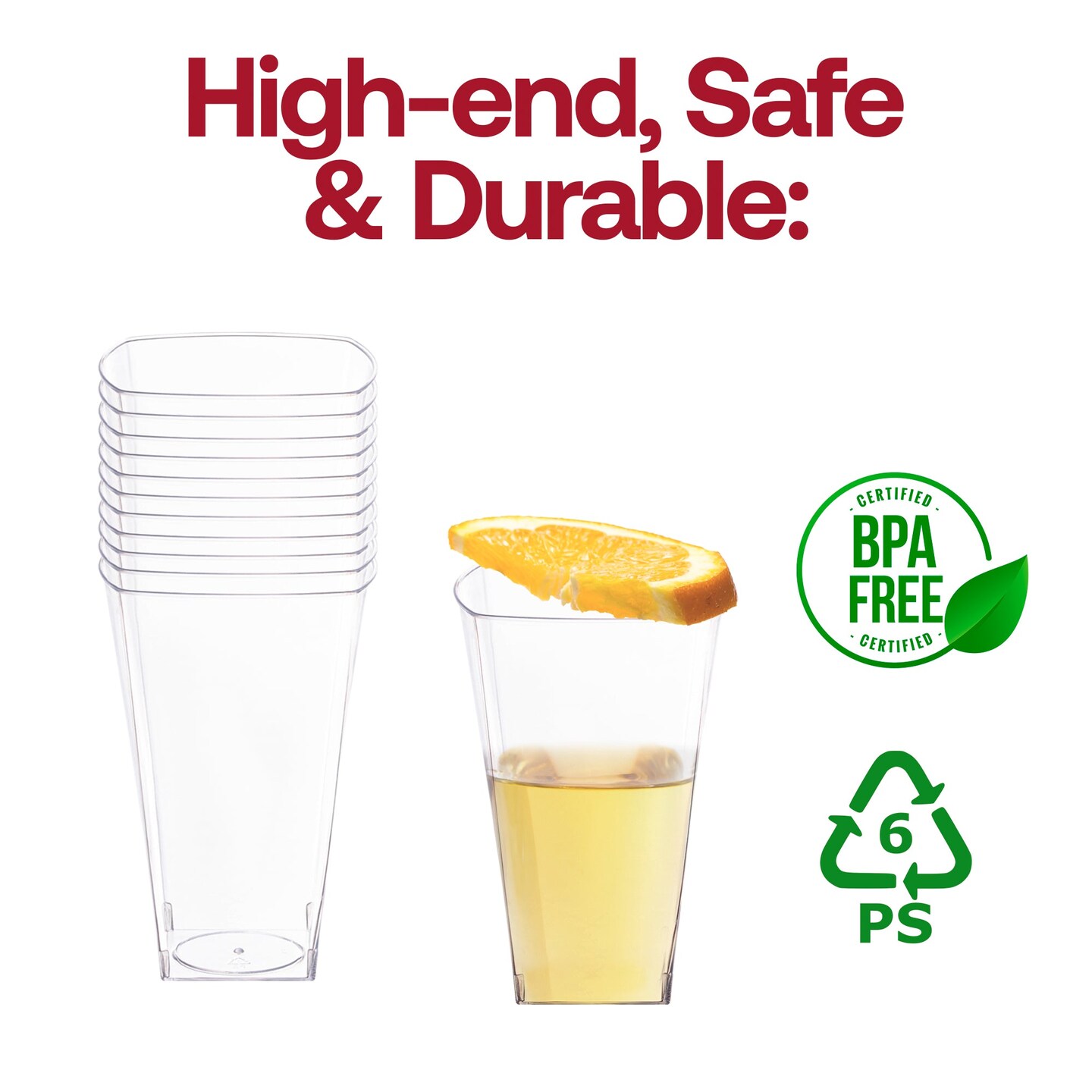 Clear Square Plastic Cups - 10 oz. (336 Cups)