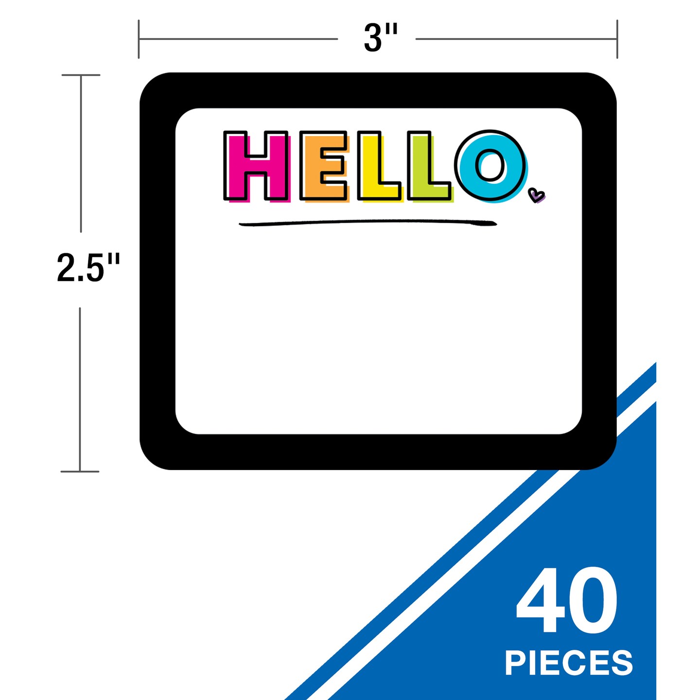 Carson Dellosa Kind Vibes 40PC Name Tags, Hello my Name is Stickers for Back to School, Nametags for Daycare Labels, Locker Decor, and Cubbies, Classroom Organization School Supplies