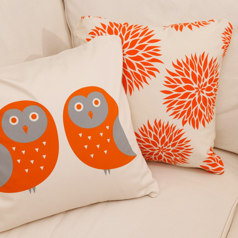 Orange Pillow, Orange and Grey Pillow Cover, Organic Throw Pillows, Tropical Pillow Covers, Asian Pillow Covers, Orange Decorative Pillows - image21