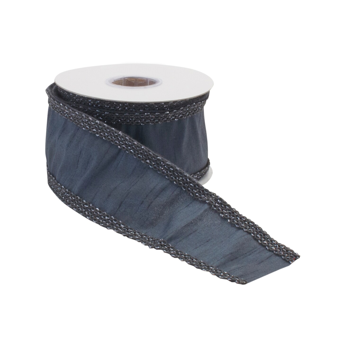 Melrose Glittered Wired Christmas Craft Ribbon - 2.5&#x22; x 10 Yards - Blue - Set of 2