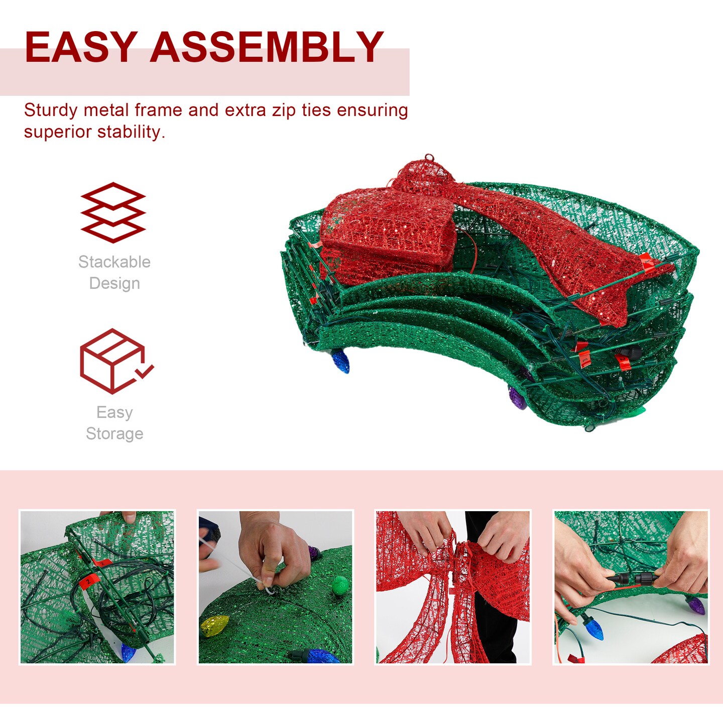 Set of 2 35.5"H Lighted Christmas 3D Mesh Wreath with Colorful Bulbs and 130 Green LED Lights