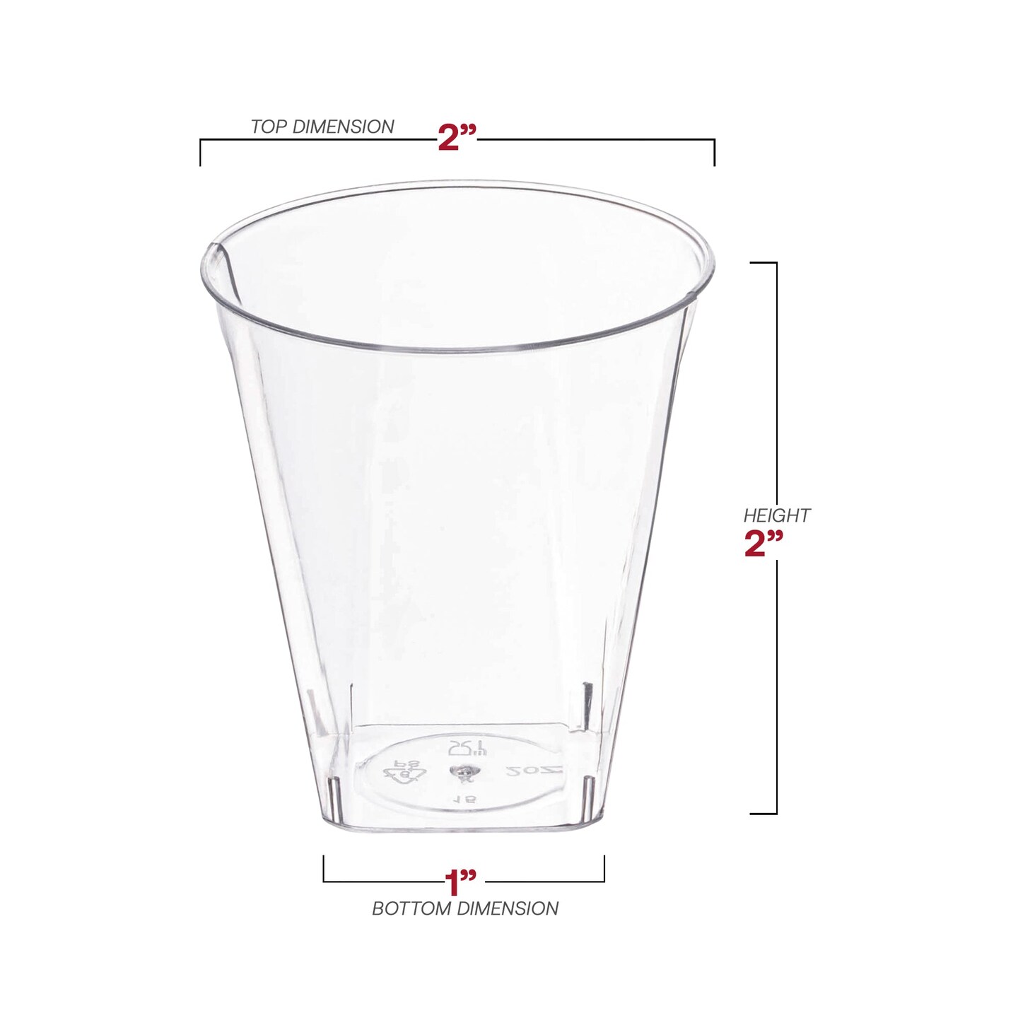 Clear Square Bottom Disposable Plastic Shot Cups - 2 oz. (500 Cups)