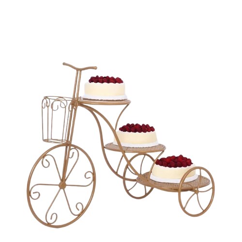 40 in Gold 3 Tier Metal Bicycle Cake Dessert Display STAND Party Decorations
