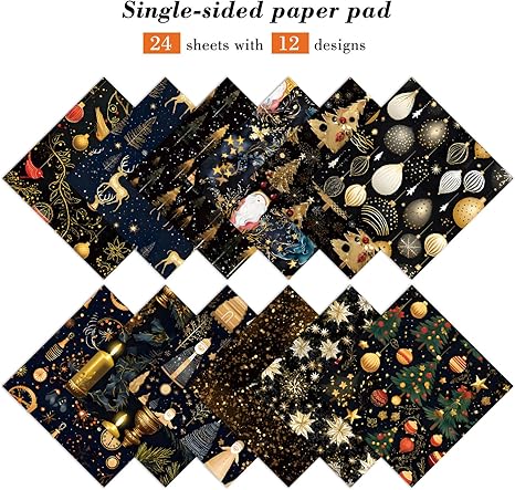 Xmas Patterned Designed Decorative Gift Journaling Supplies Kit Decoupage Folded Card Crafts Making Material Wrapping Planners