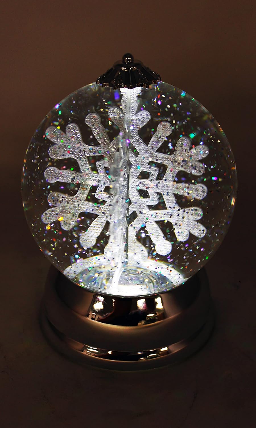 Christmas Decor Lighted Snow Globe with Spinning Snowflake, Battery Operated (not Included) - 6.5&#x22; H x 4.5&#x22; W x 4.5&#x22; D