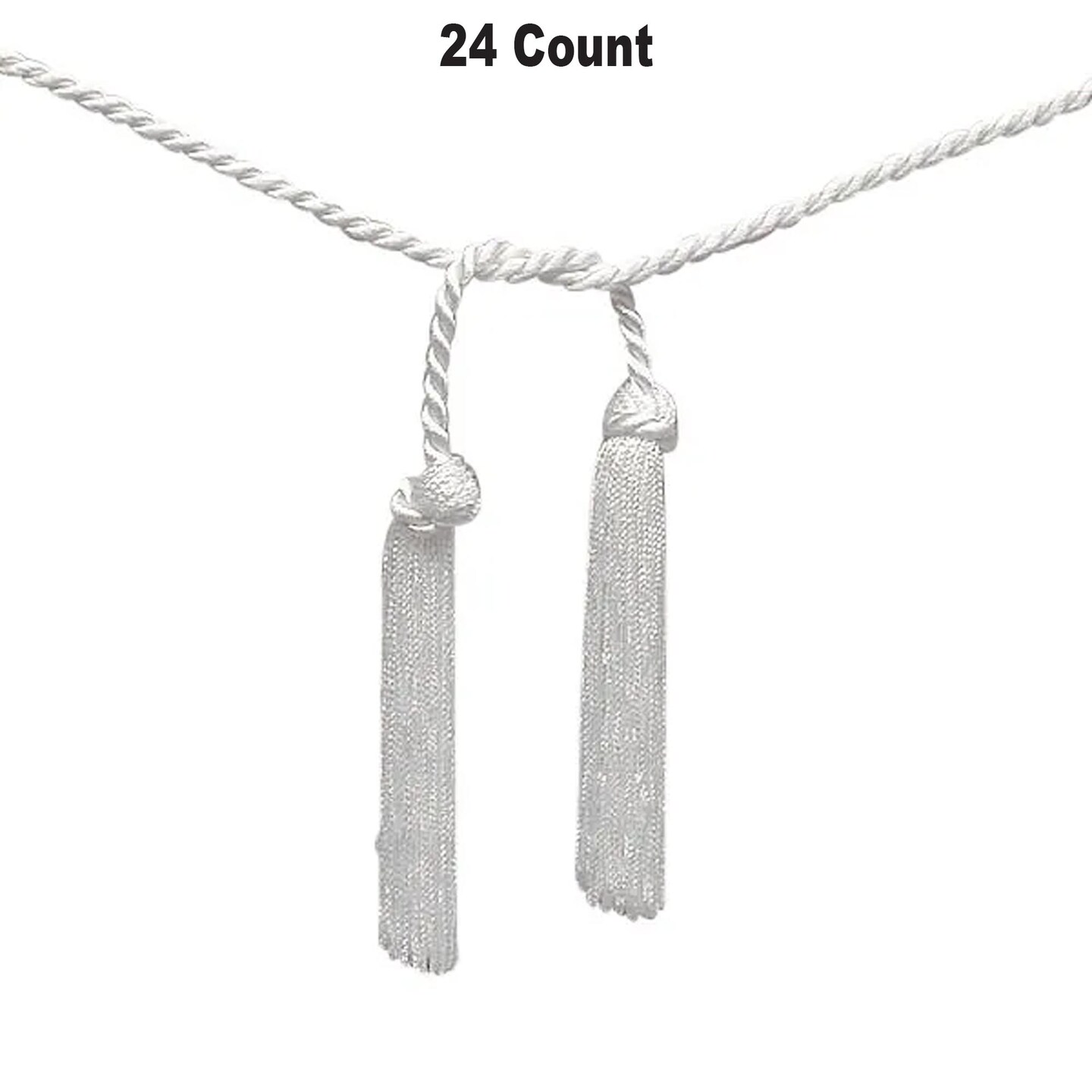 White Corded Tassels 1/8&#x22; x 33&#x22;