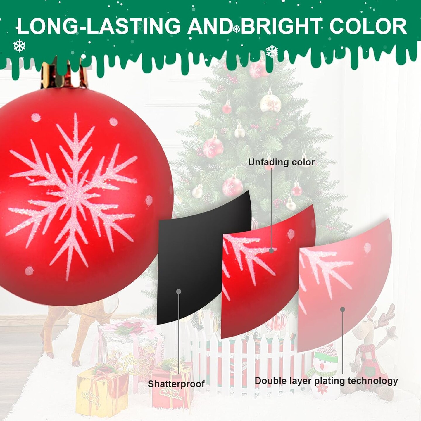 88Pcs Christmas Balls Ornaments for Xmas Christmas Tree - Red & Gold 2 Sizes Christmas Tree Ornaments Balls with Glitter, Shatterproof Christmas Tree Decorations for Holiday Wreath Garland