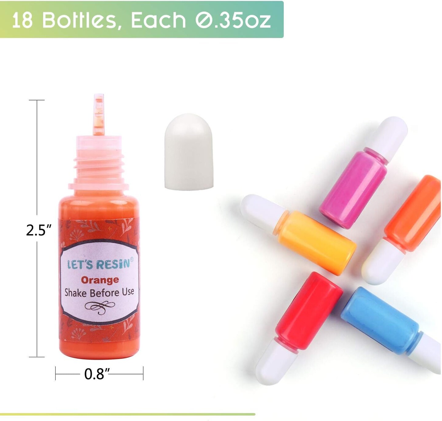 LET’S Resin 18 Colors Epoxy Pigment, Opaque Liquid Resin Colorant Each 0.35oz,Odorless Epoxy Resin Dye Solid Color Liquid Dye for Resin Jewelry DIY Crafts Art Making