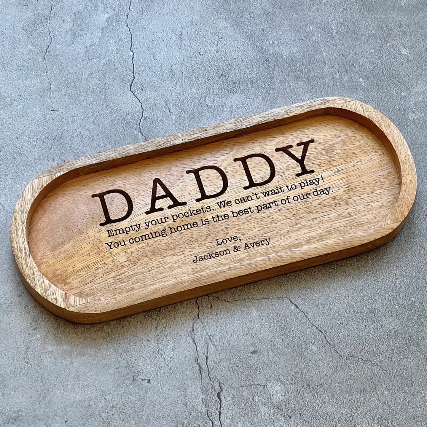 Empty Your Pockets Daddy Custom Father's Day Gift Laser Engraved Catch All Decorative Wooden Tray 398376972049235968