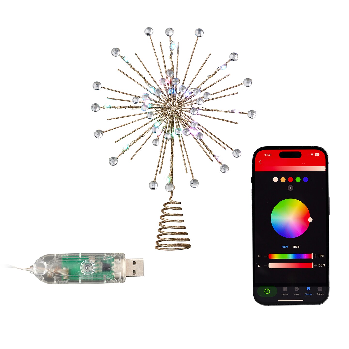 Christmas Vivvi App-Based 8&#x22; StarBurst Tree Topper