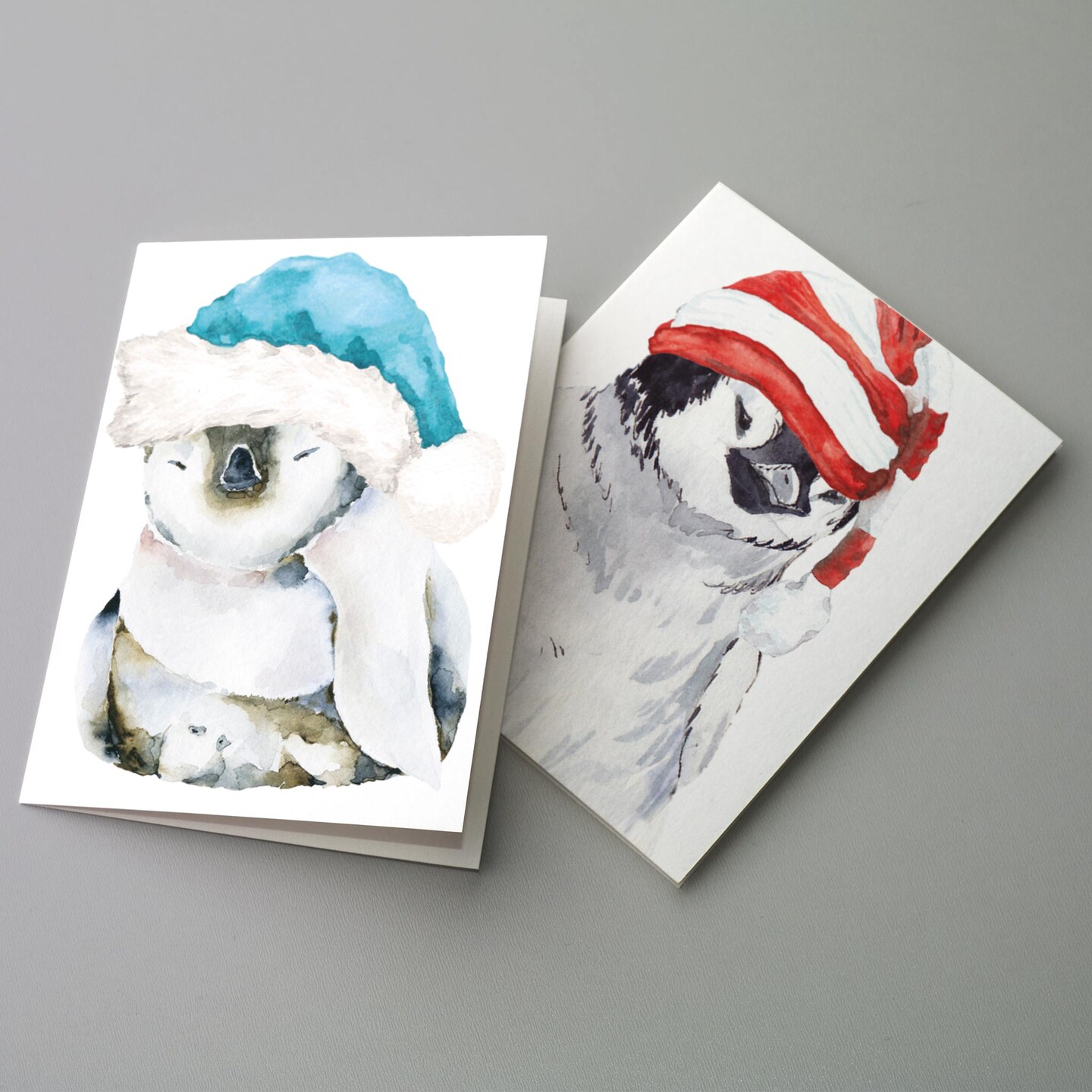 Cute Christmas Cards for Kids - 24-Pack Holiday Greeting Cards with Adorable Baby Penguins and Polar Animals in Santa Hats, Perfect for Teachers, Kids, and Family, Blank Inside for Personalized Messages - Whimsical and Festive Stationery Set