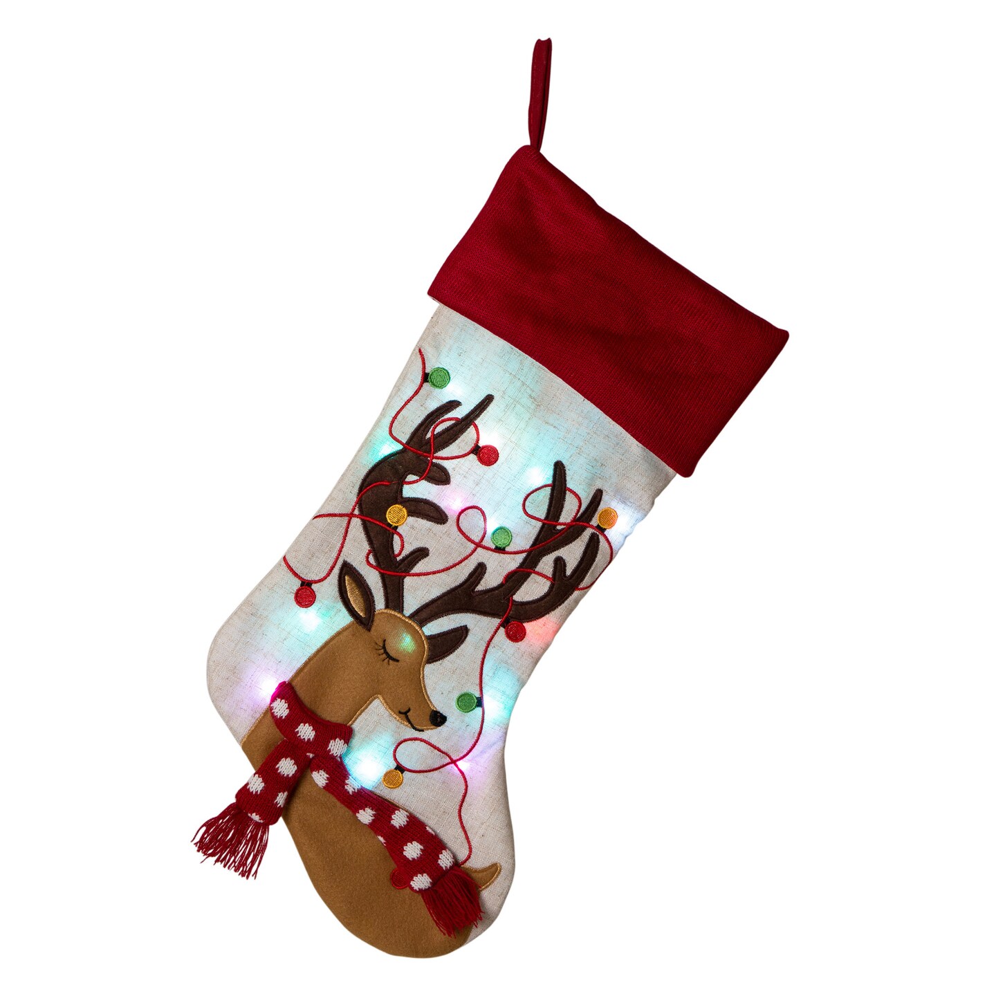 LED Embroidered Linen Christmas Decoration(Stocking/Tree Skirt)