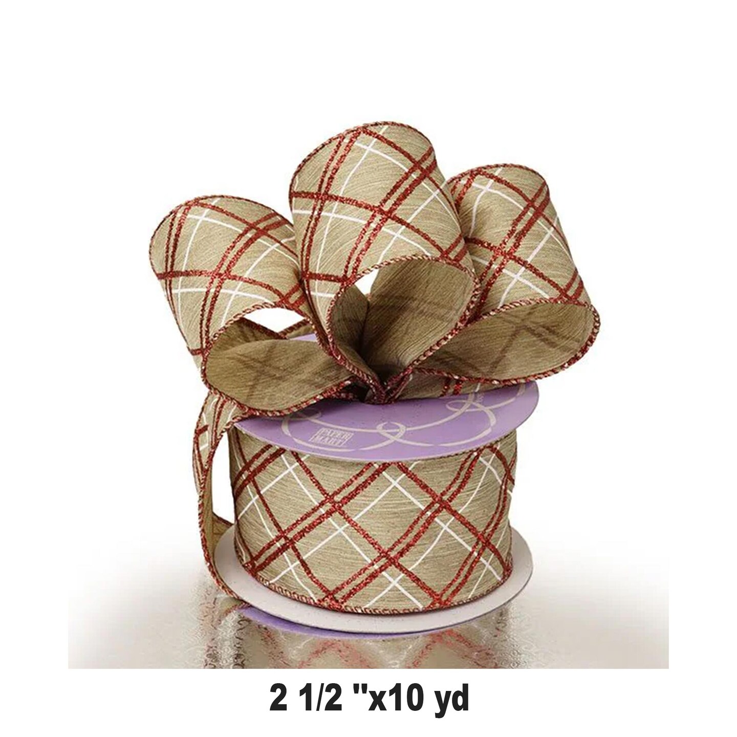 1 Roll Stylish Holiday Christmas Ribbon 2.5" x 10 Yards Festive Decorative Ribbon