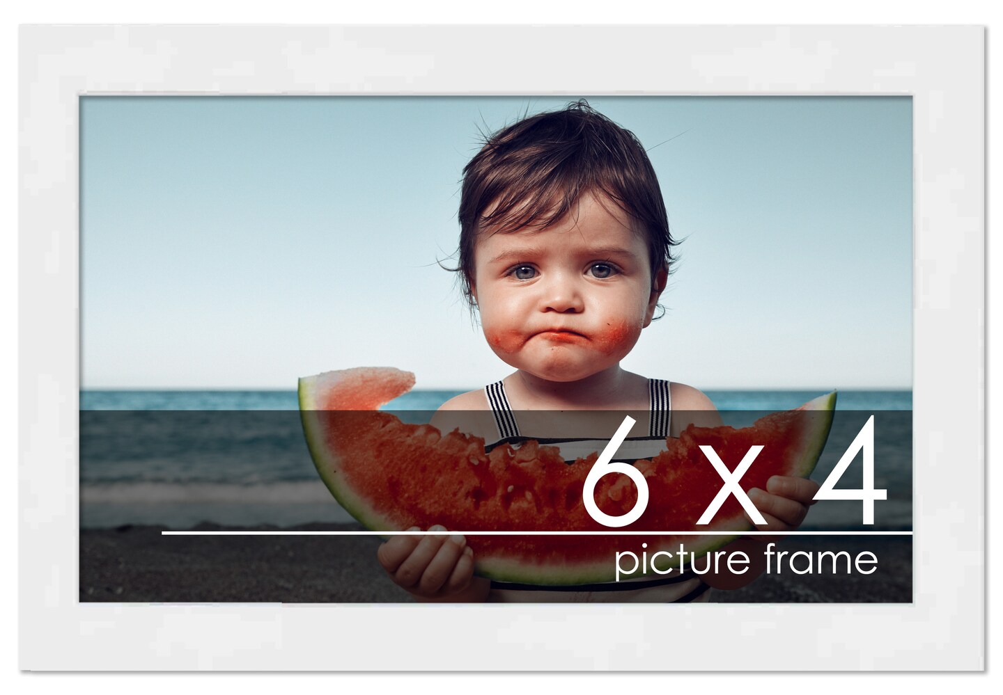 Photo Size Classic Modern White Frame - UV Acrylic, Foam Board Backing, Hanging Hardware