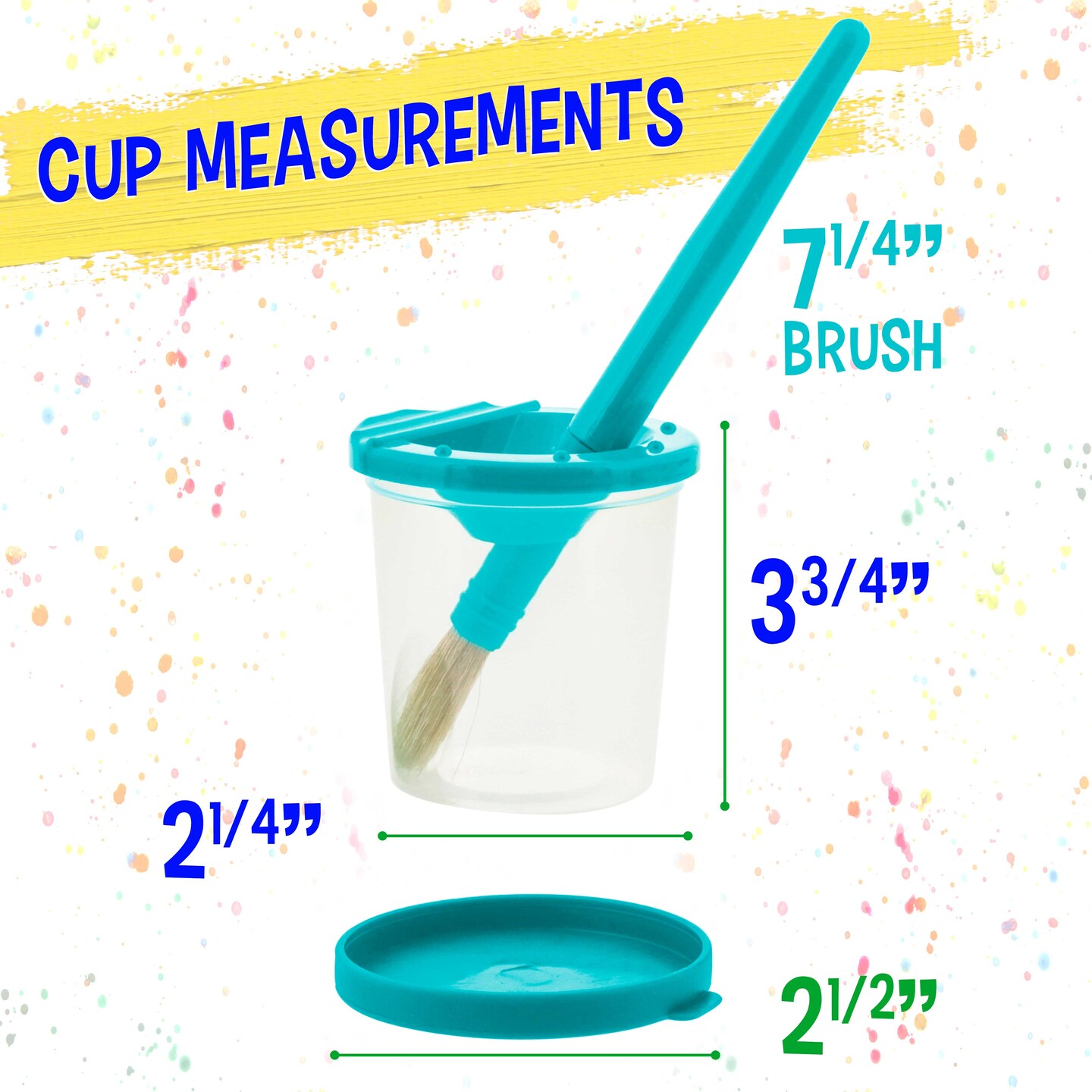 10 Piece Children&#x27;s No Spill Paint Cups with Colored Lids and 10 Piece Large Round Brush Set with Plastic Handles