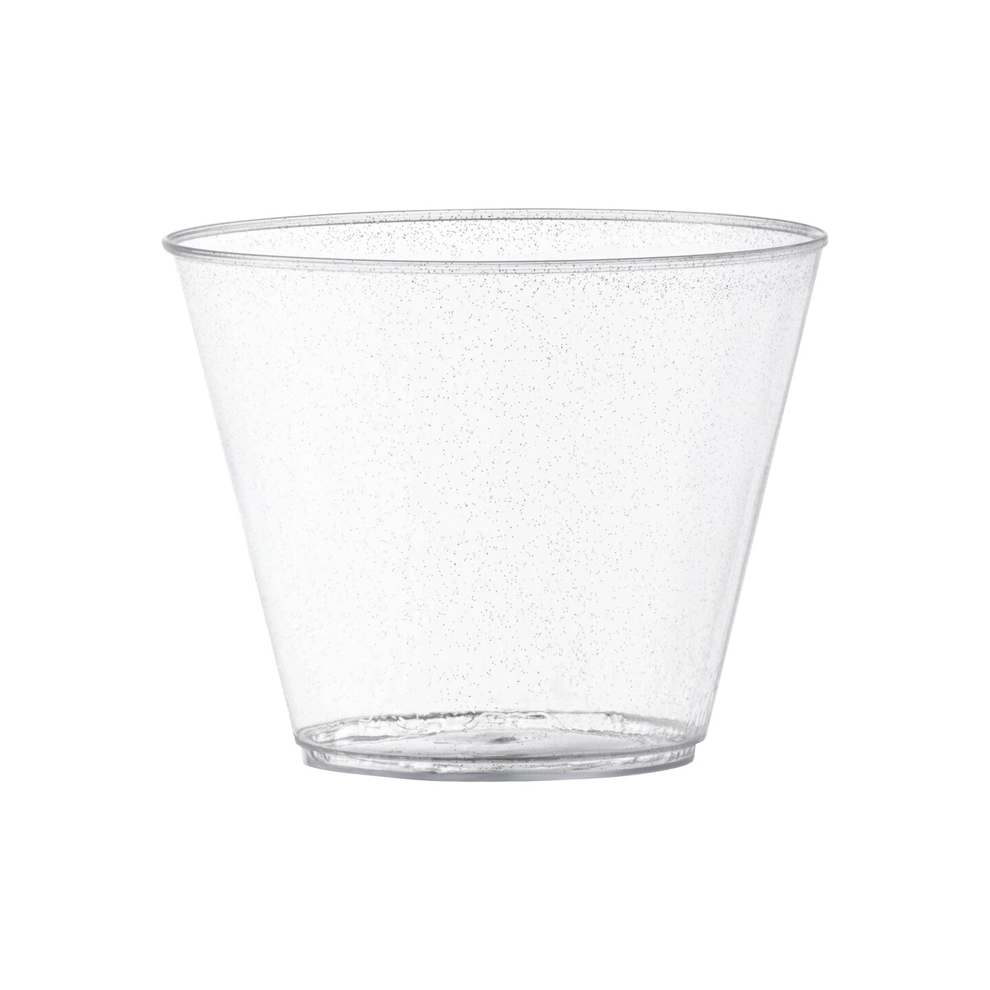 Clear with Silver Glitter Round Disposable Plastic Party Cups - 9 oz. (240 Cups)