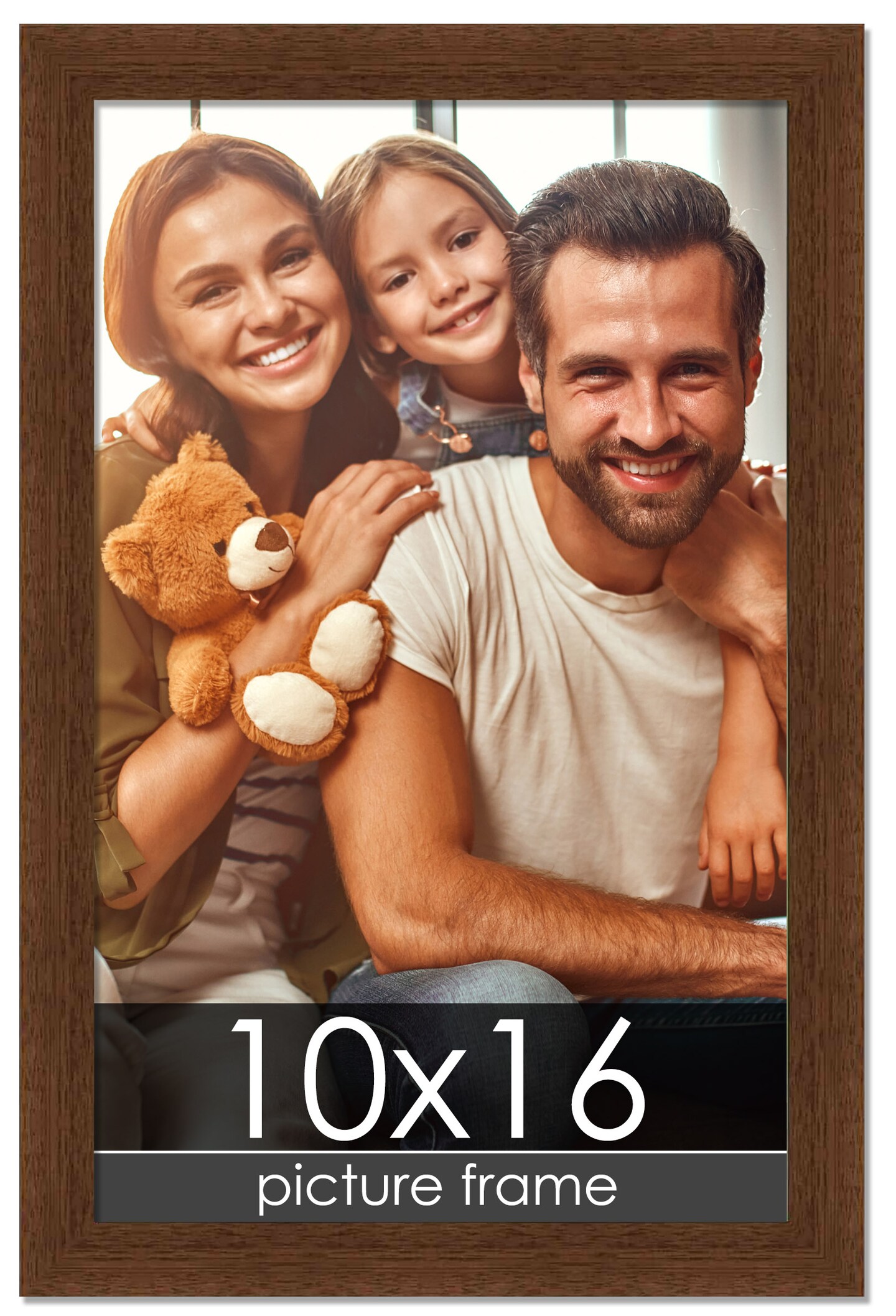 Simple Brown Picture Frame - UV Acrylic, Foam Board Backing, Hanging Hardware