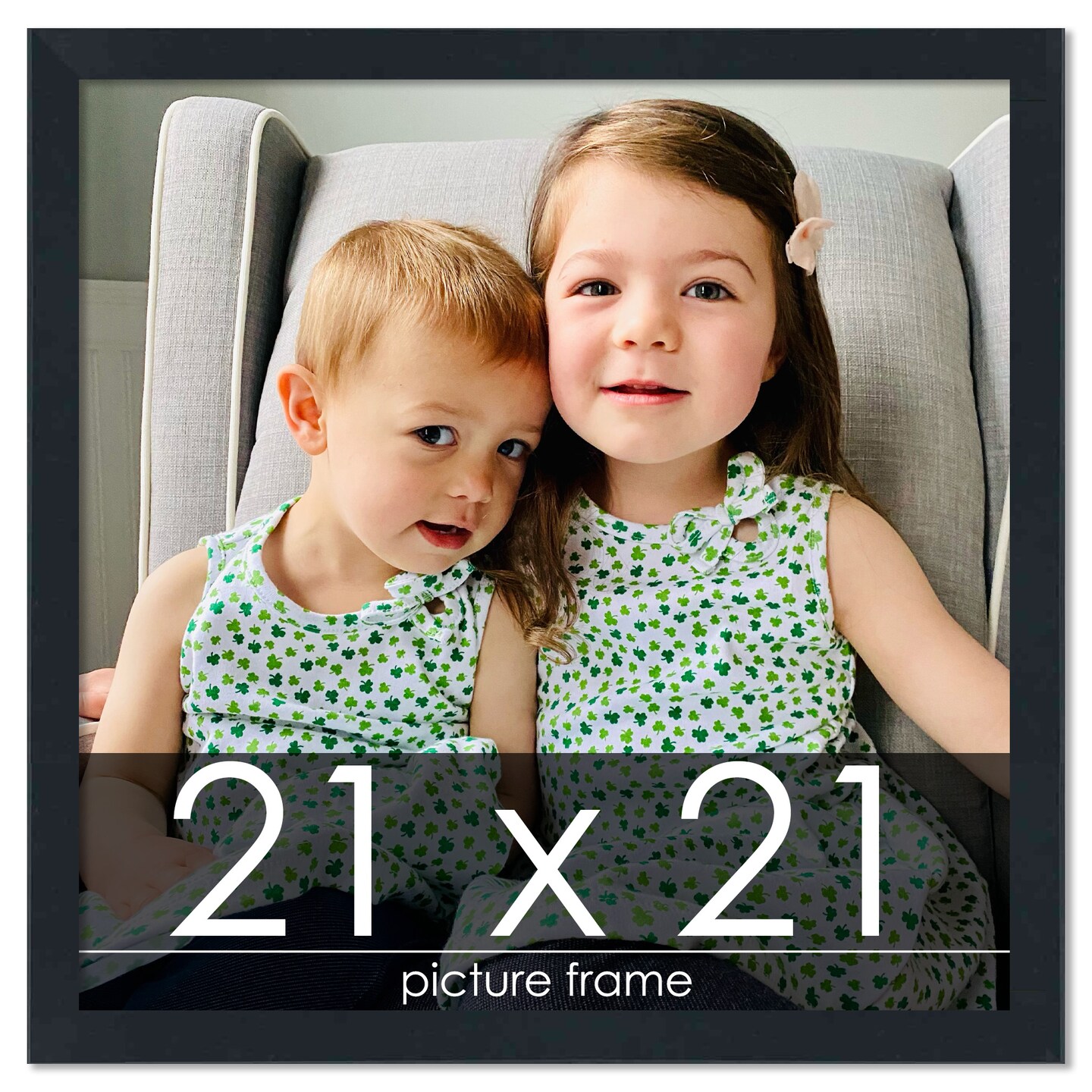 Square Slim Profile Black Picture Frame - UV Acrylic, Foam Board Backing, Hanging Hardware