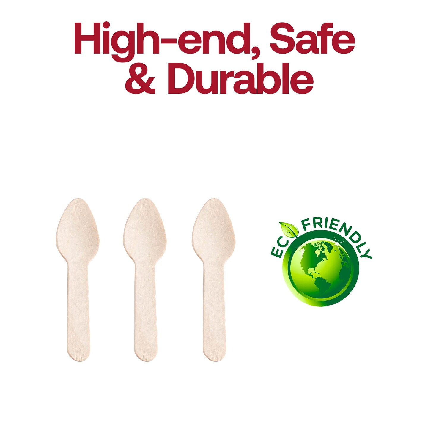 Natural Birch Eco-Friendly Disposable Mini Dessert Spoons - 3&#x22; (600 Spoons)