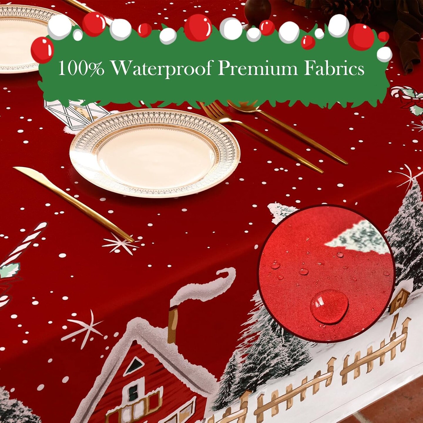 Christmas Tablecloth Red Tablecloth 60x84 Inch fit for Christmas Rectangle Tablecloth Decor Festive Party Waterproof Tablecloth Christmas Decorations Christmas Table Runner (Snowman)