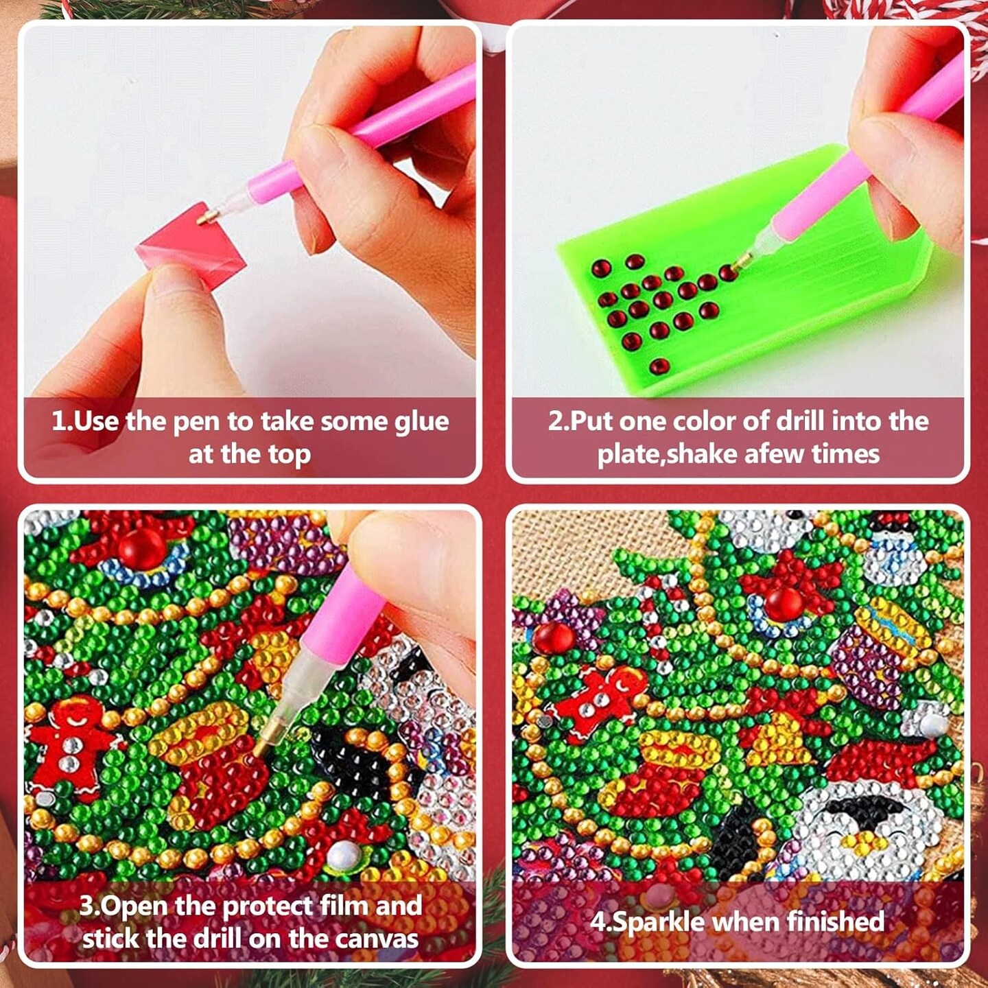 3 Pcs Christmas Diamond Art Stockings 5D DIY Gnomes Diamond Art Christmas Candy Storage Fireplace Hanging Stocking Personalized Present Stockings Christmas Gnomes Decorations for Holiday Favor