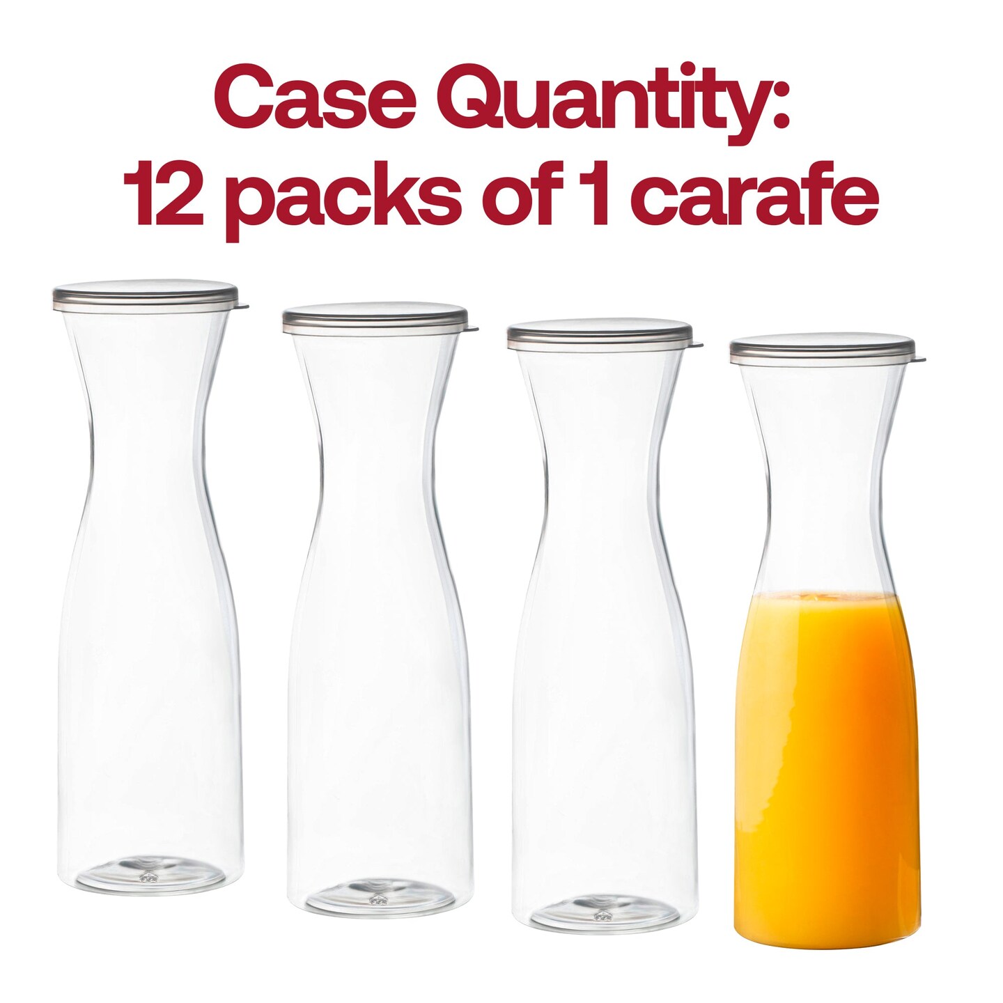 Clear Large Disposable Plastic Wine Carafes with Lids - 35 oz. (12 Carafes)