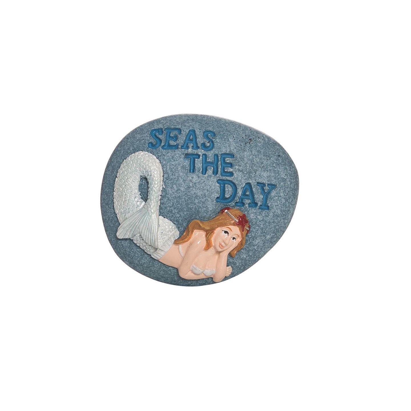 Resin Pebble Seas The Day Art Rocks Figurine Home Decor Beach Coastal Ocean Sea Life Marine Nautical 2.68 x 2.05 x 0.29