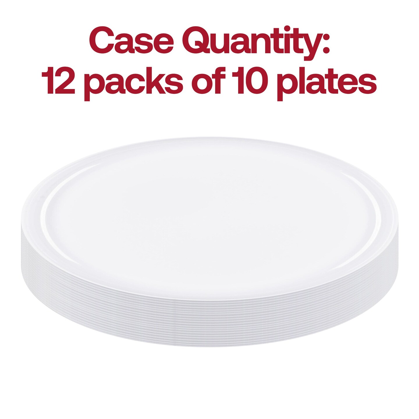 White Flat Round Disposable Plastic Dinner Plates - 10" (120 Plates)