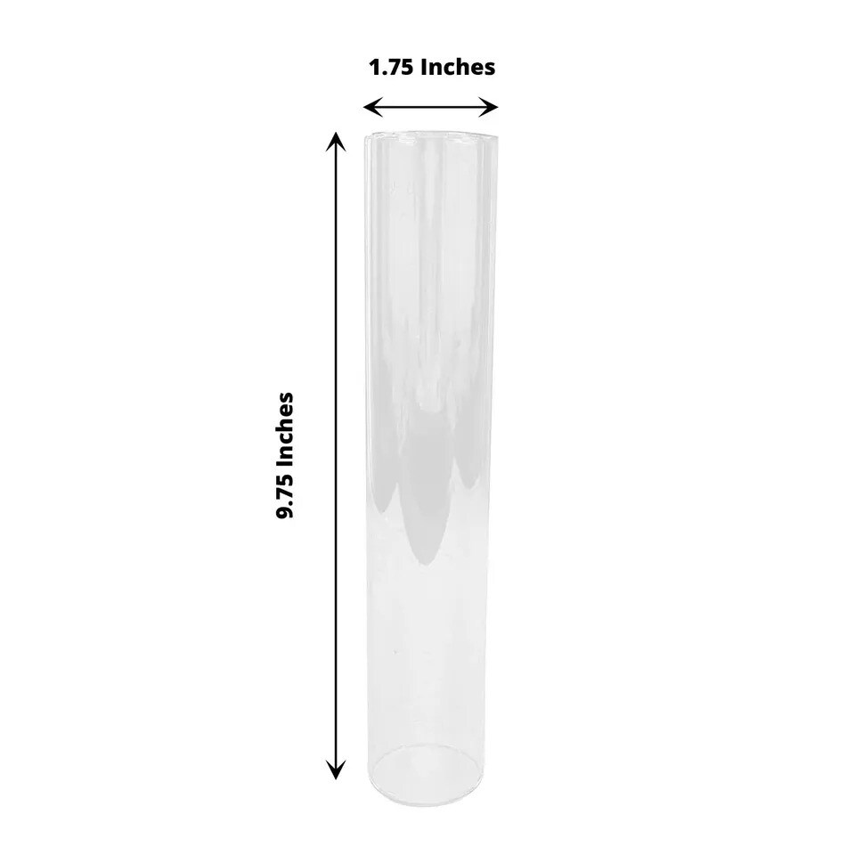 2 Clear 10 in Open End Cylinder Glass Hurricane CANDLE SHADES Party Supplies