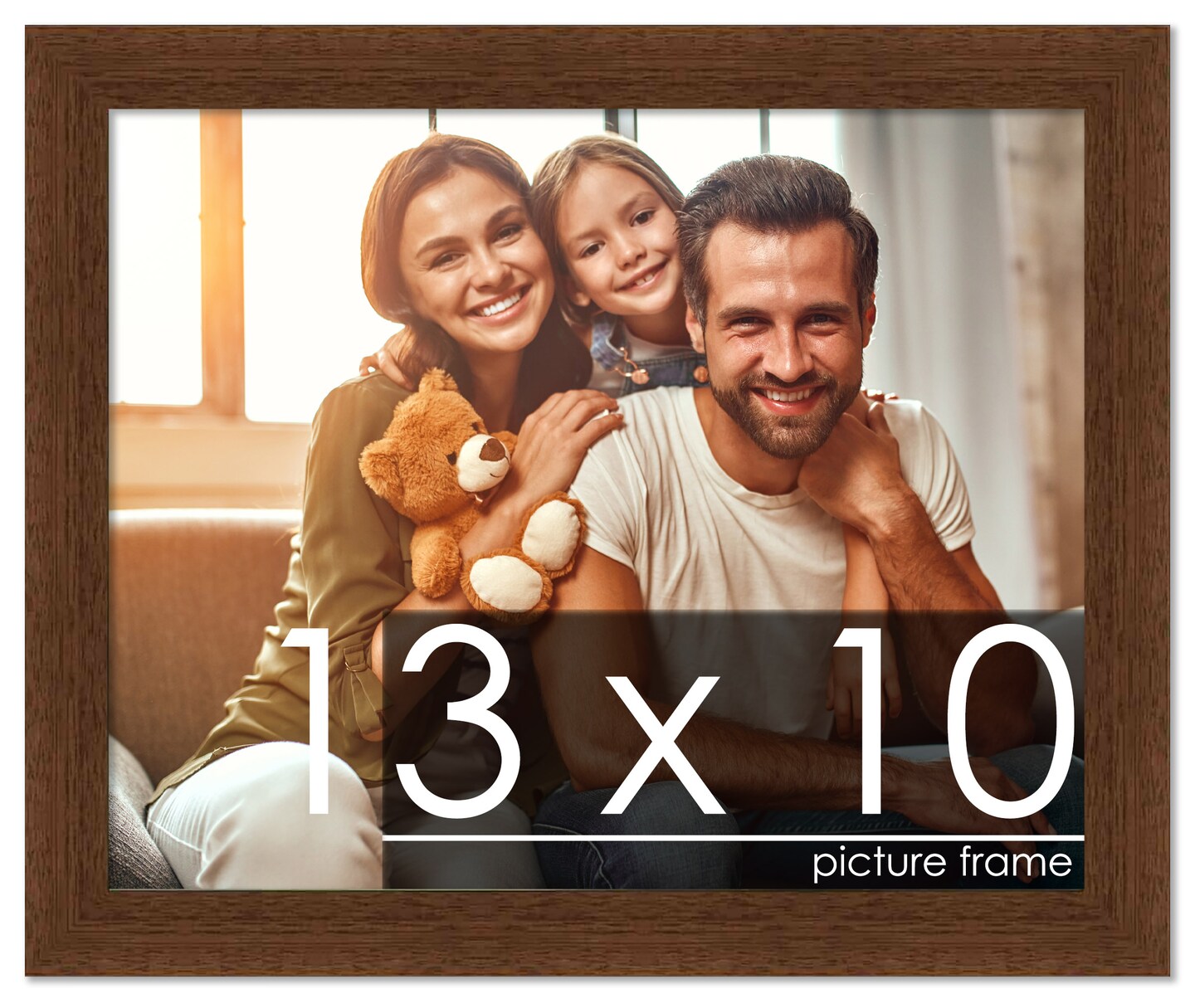 Photo Size Simple Brown Picture Frame - UV Acrylic, Foam Board Backing, Hanging Hardware