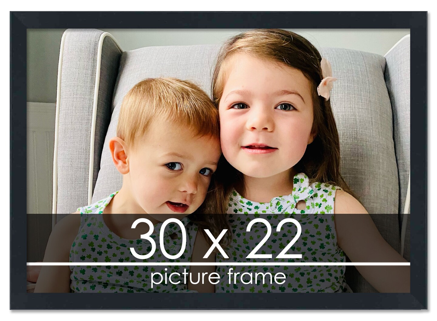 30x22 Slim Profile Black Picture Frame - UV Acrylic, Foam Board Backing, Hanging Hardware