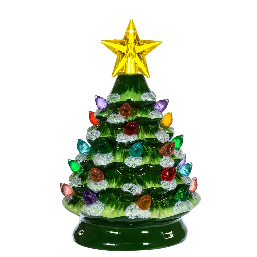 Kurt Adler Battery-Operated LED Ceramic Green Christmas Tree