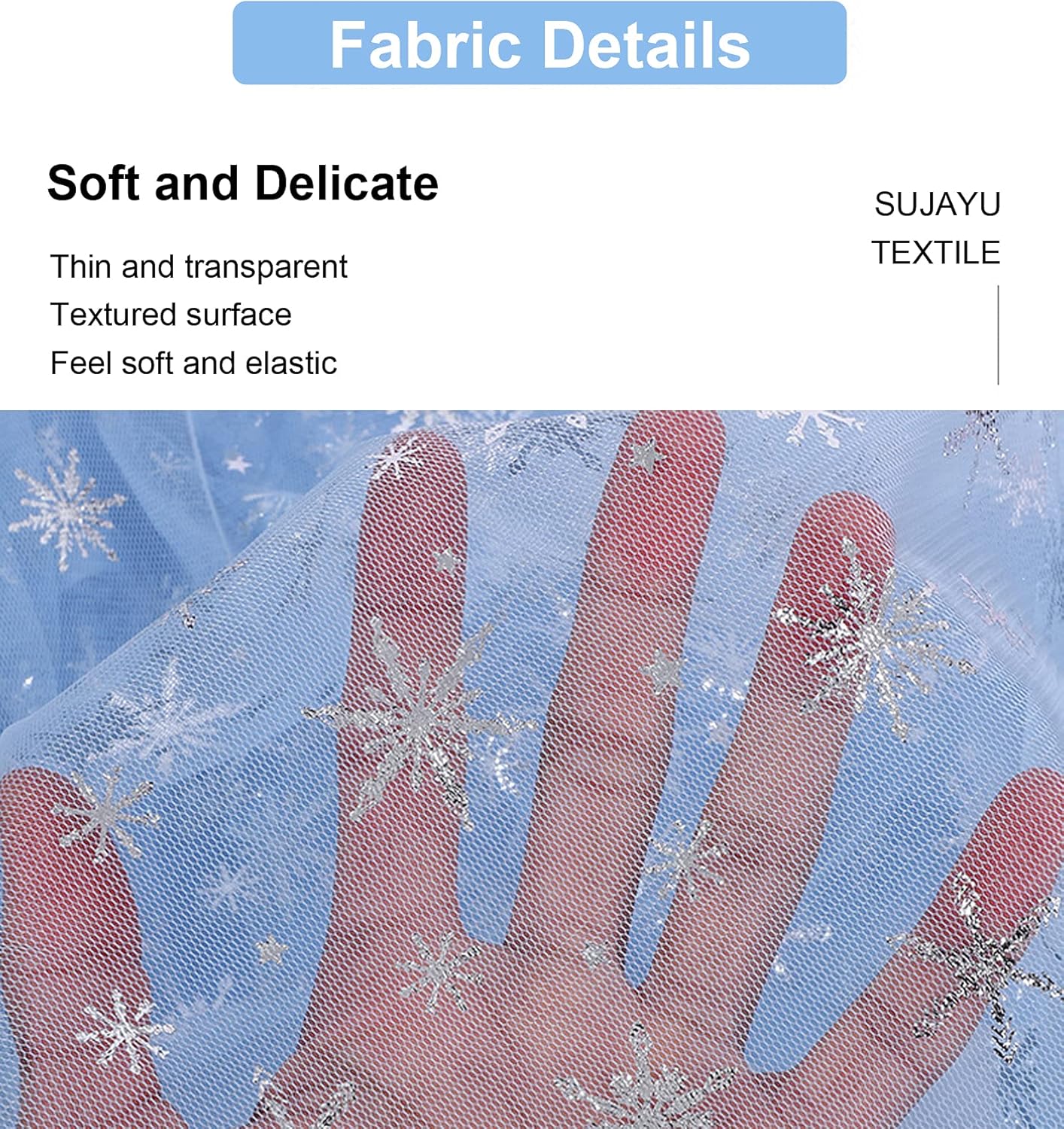 Sheer Fabric, Snowflake Silver Foil Organza Fabric, Snowflake Tablecloth Birthday Party Supplies Party Decorations, Christmas Tree Skirt Christmas Decorations Clearance (59&#x22; x 118&#x22;, Blue)