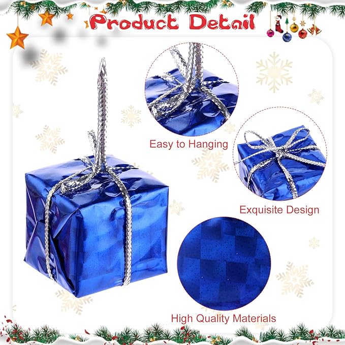 24pcs Christmas Mini Gifts Box Ornaments, 2.5CM Xmas Tree Small Gift Boxes Hanging Decorations Party Favors Xmas Tree Indoor Outdoor Hanging Pendant Holiday Decoration