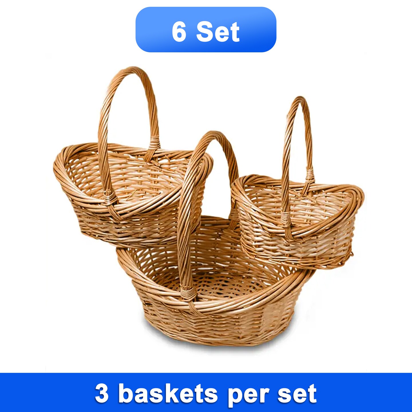 Geneoa Oval Willow Basket Set Handmade Natural Material Storage