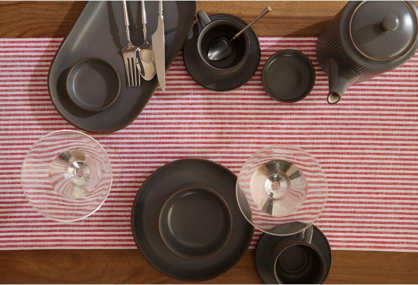 Home Stripe Linen Table Runner 60 inches Long &#x2013; 100% Pure Linen Red and White Christmas, Winter, Holiday Table Runner 14 x 60 Inch &#x2013; Farmhouse Table Runner &#x2013; Narrow Stripe