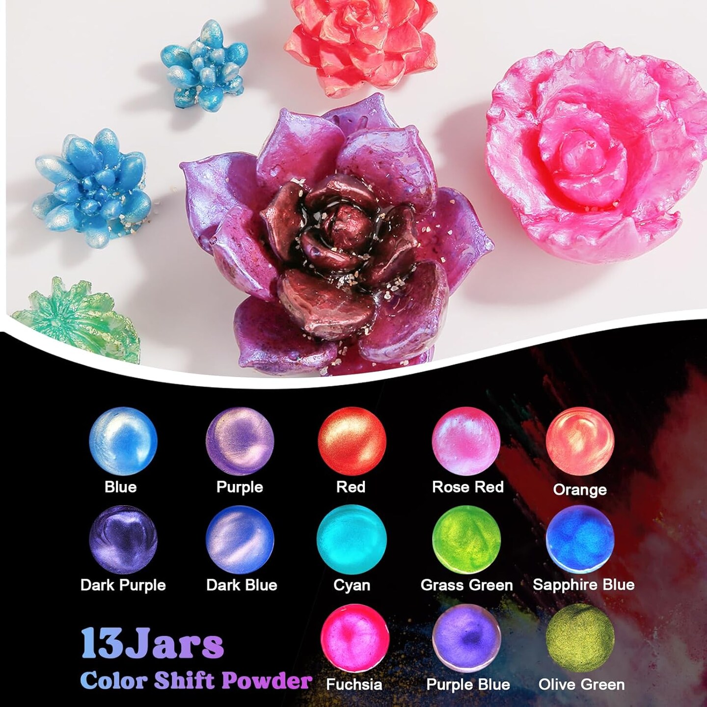 LET&#x27;S RESIN 60 Colors Mica Powder,Natural Pearlescent Pigment Powder for Epoxy Resin/UV Resin for Candle Making, Resin Dye, Painting, Bath Bombs, Art Crafts