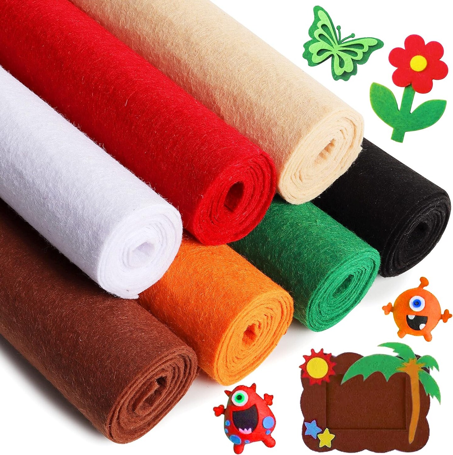 Felt Fabric Sheets Bundle: Stiff 7 Rolls 8x35 Inch Assorted Color Non-Woven Acrylic Craft Fabric for DIY Craftwork Sewing Patchwork (Christmas Series)