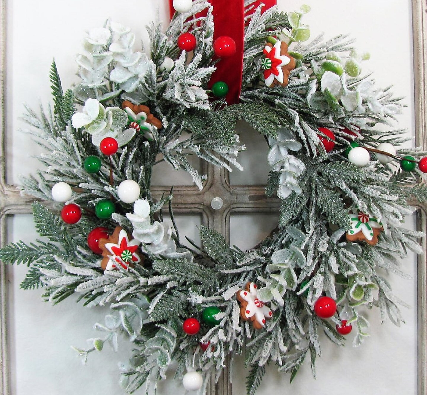 Christmas Cookie and Eucalyptus Pine Wreath or Candle Ring - Small