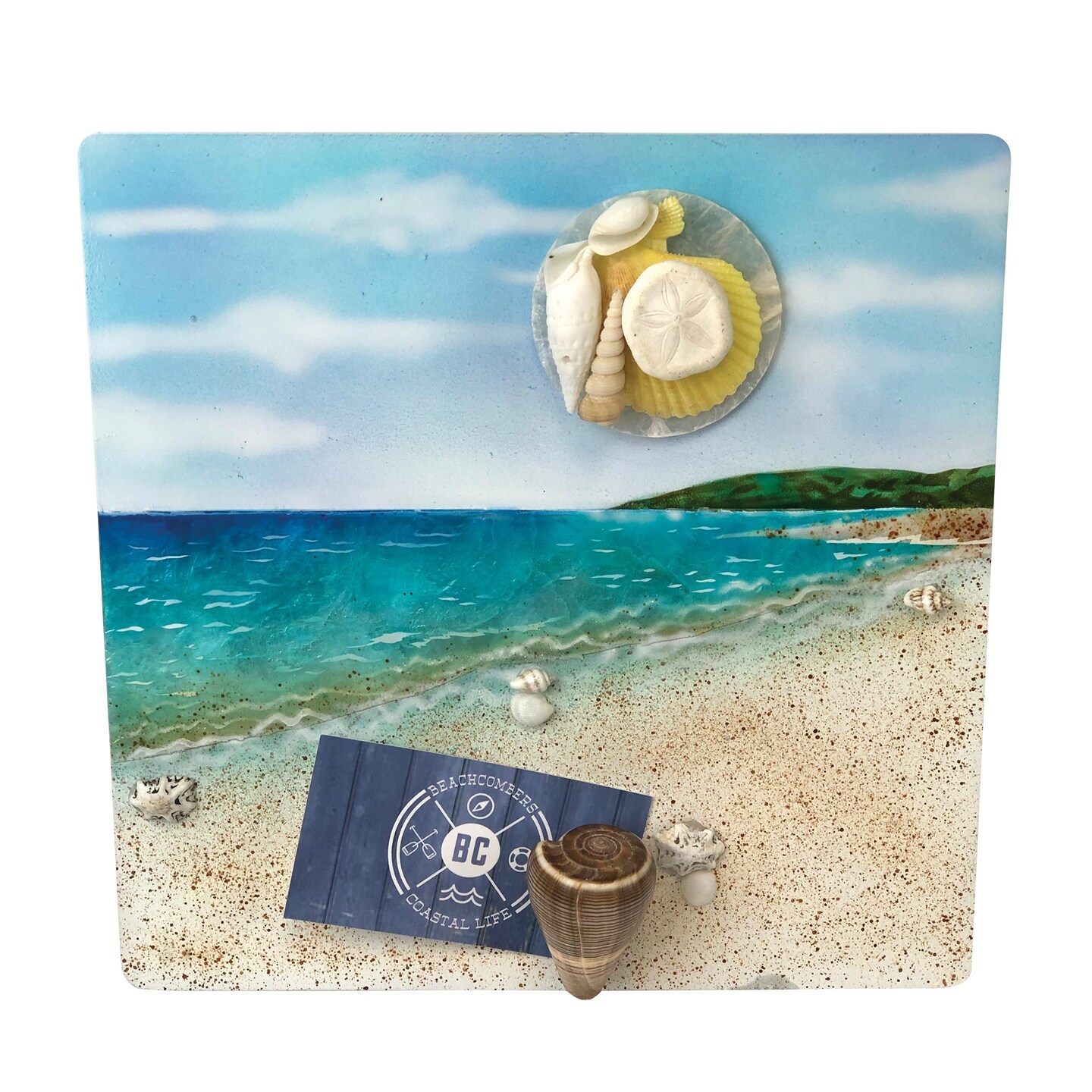 Metal/Capiz Beach Scene Magnet Board