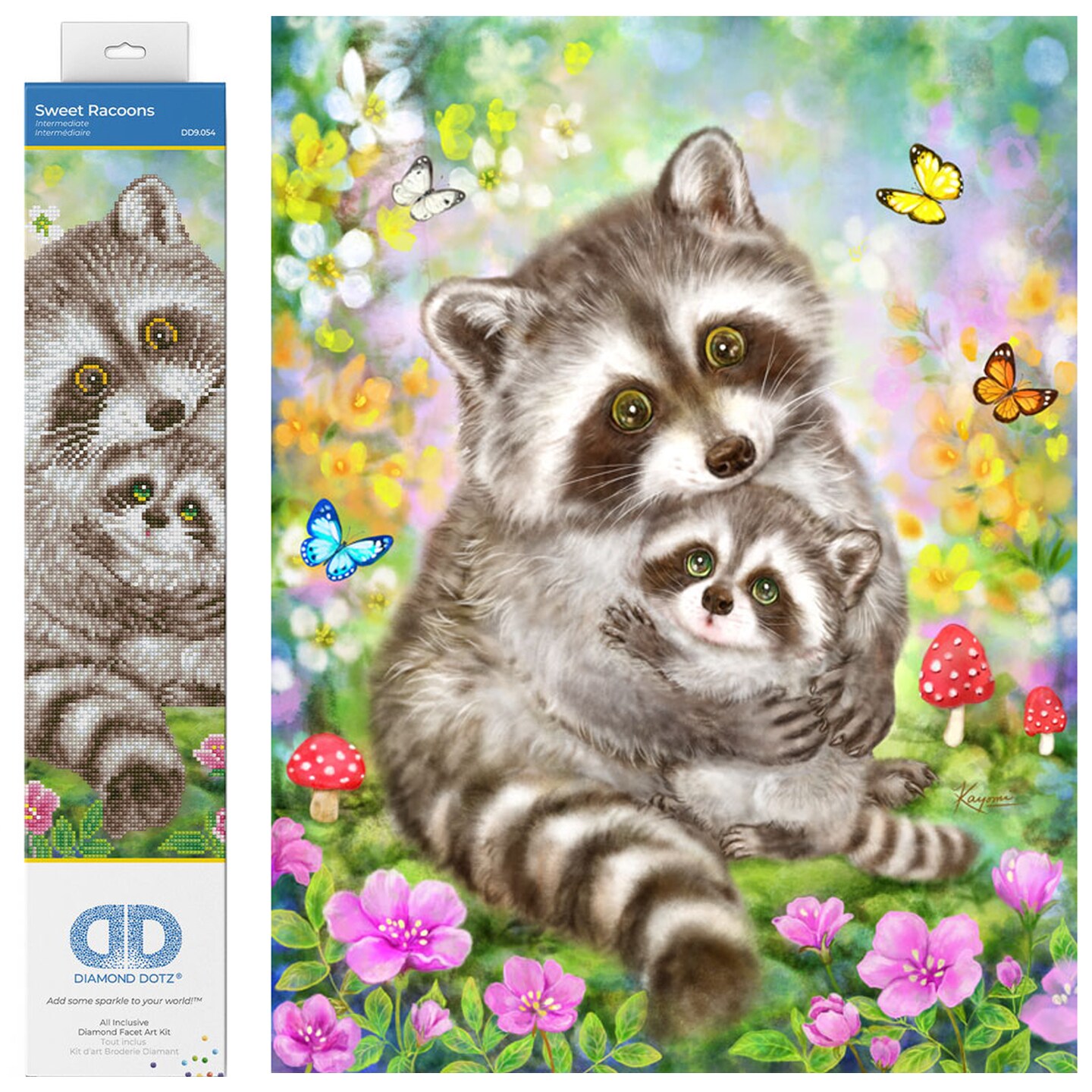 Diamond Dotz Sweet Racoons Diamond Painting Kits for Adults - Diamond Art Kits a Relaxing Creative Craft Kit with Dotz Gems 16.5x20.5