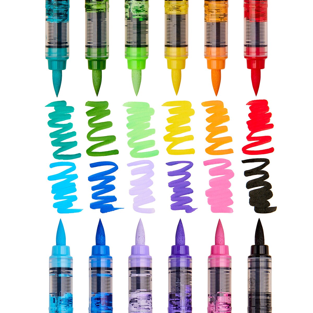 KINGART&#xAE; PRO Acrylic Brush Pens, 12 Vibrant Colors, Flexible Brush Tip with Blendable Ink