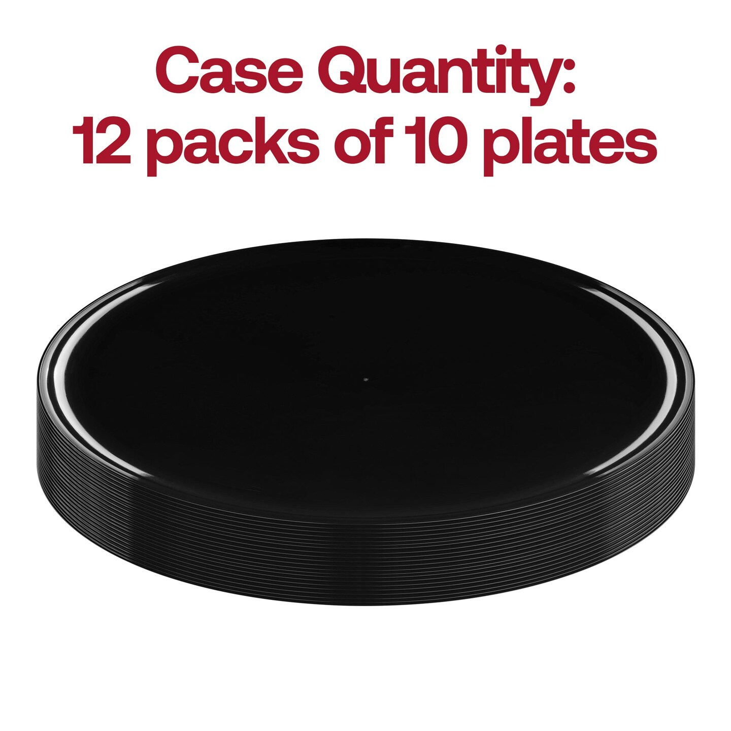 Black Flat Round Disposable Plastic Dinner Plates - 10&#x22; (120 Plates)