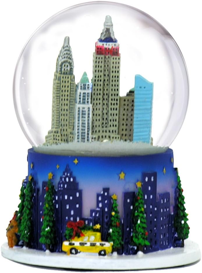 New York City Christmas Snow Globe [3.5 in] Rockefeller Center Skyline NYC