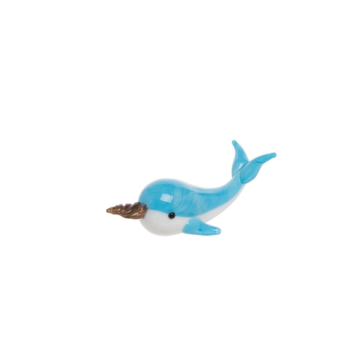Mini Turquoise Glass Narwhal Figure Figurine Glass Art Home Decor Beach Coastal Ocean Sea Life 3.15 X 1.02 X 1.02